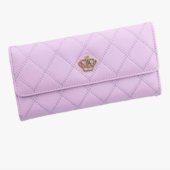 Purple Quilted Wallet with Gold Emblem NEW - Picture 1 of 6